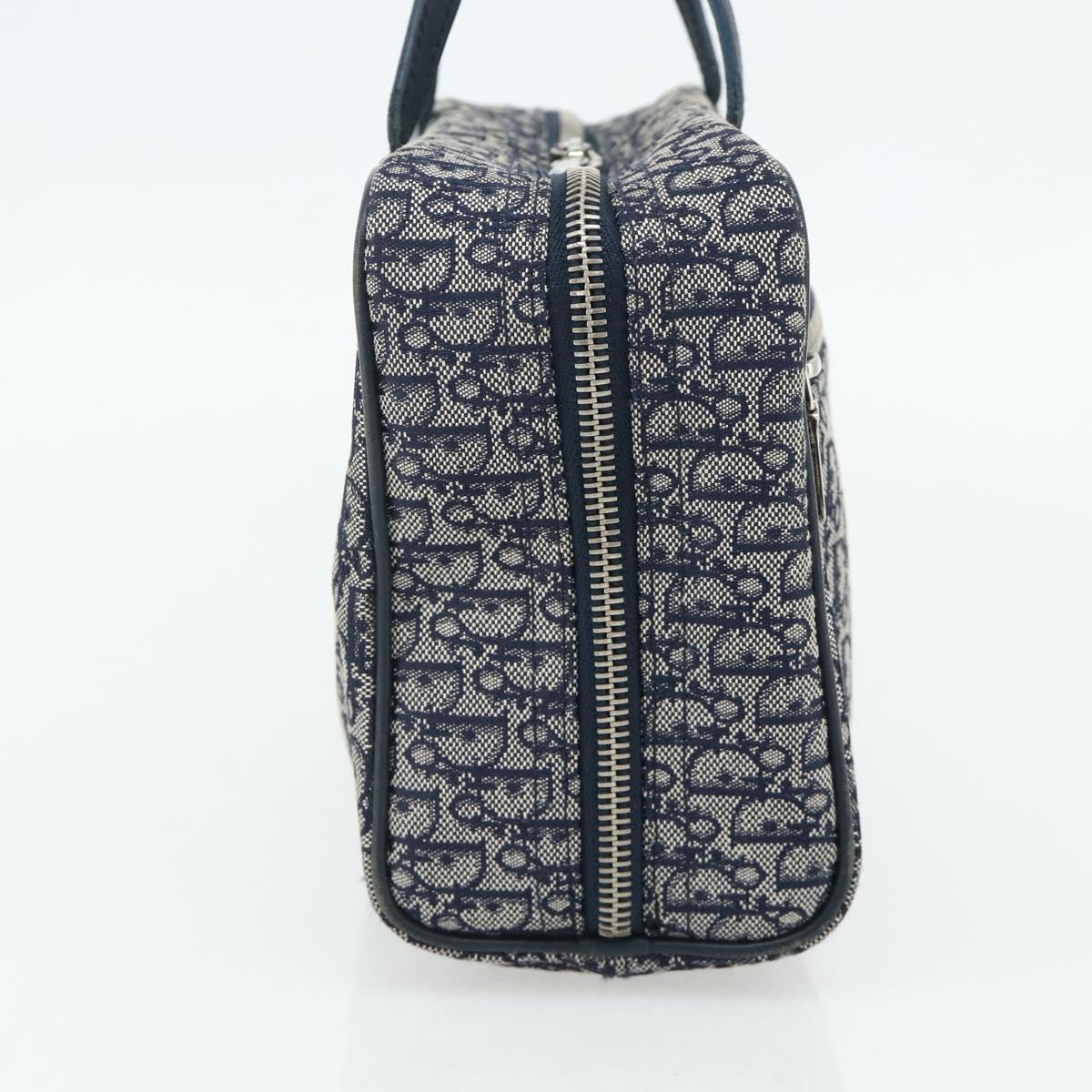 Christian Dior Trotter Canvas Hand Bag Navy Silver Auth 180069A