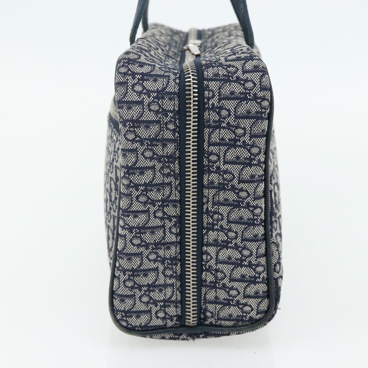 Christian Dior Trotter Canvas Hand Bag Navy Silver Auth 180069A