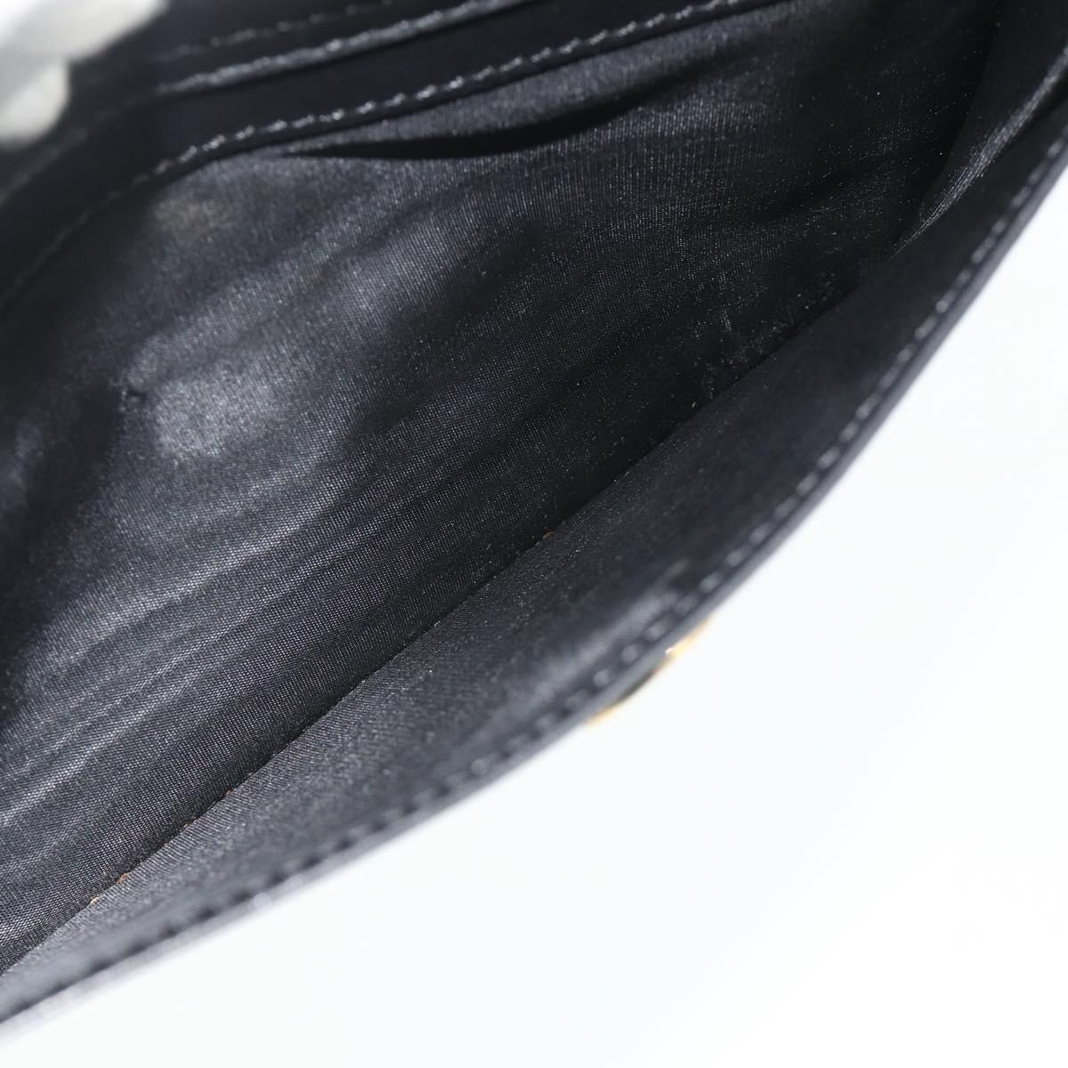 CELINE Clutch Bag Leather Black Gold Auth 180072
