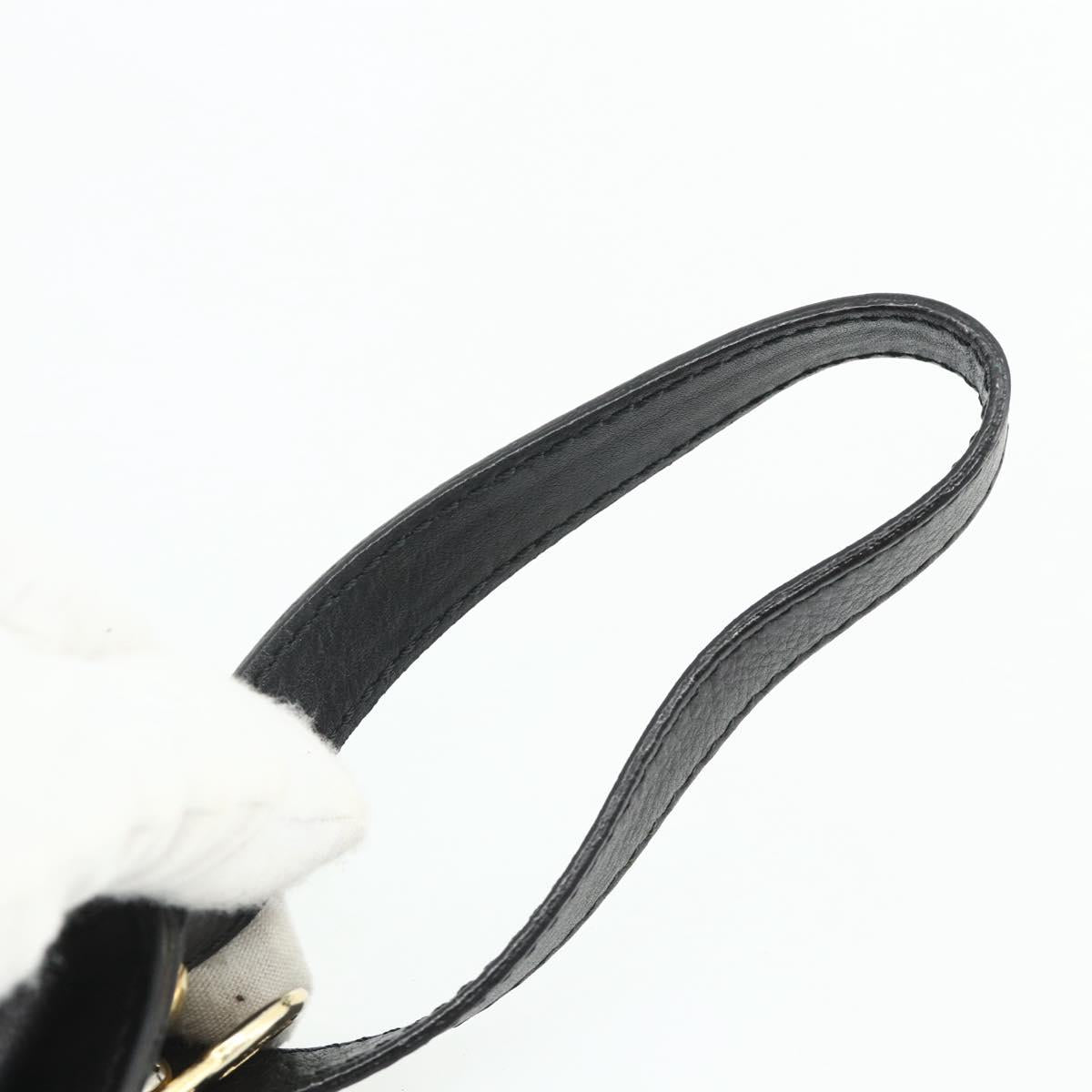 CELINE Clutch Bag Leather Black Gold Auth 180072