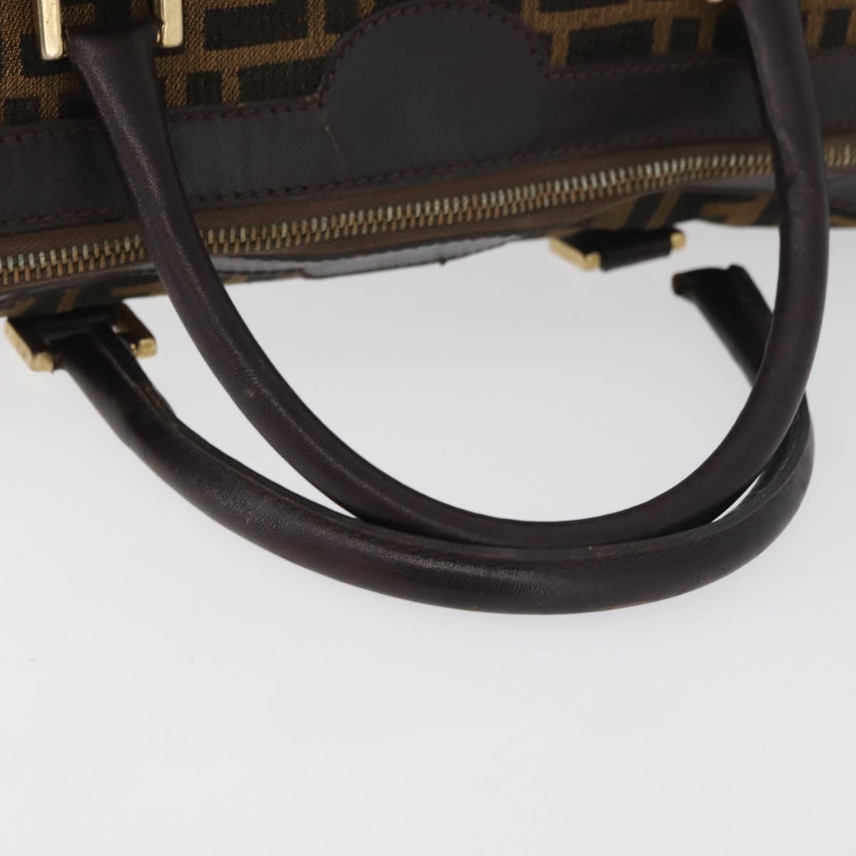 FENDI Zucca Canvas Hand Bag Black Brown Auth 180075