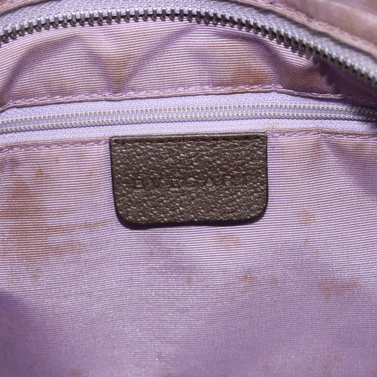 BVLGARI Logo Mania Hand Bag Canvas Beige Silver Auth 180078
