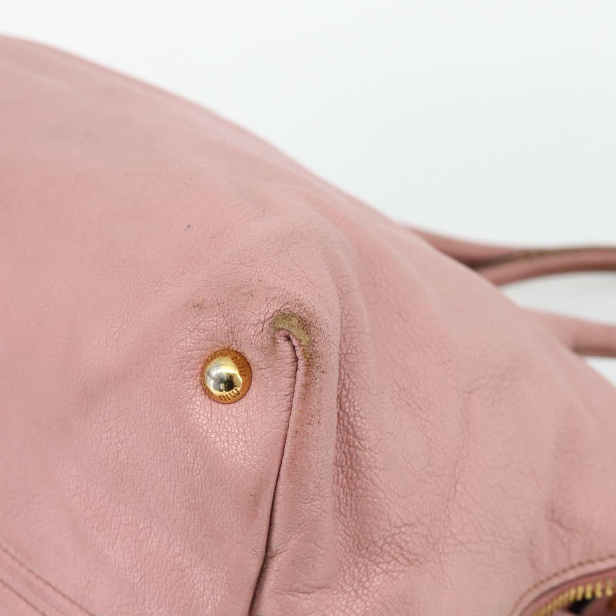 Miu Miu Hand Bag Leather Pink Gold Auth 180081