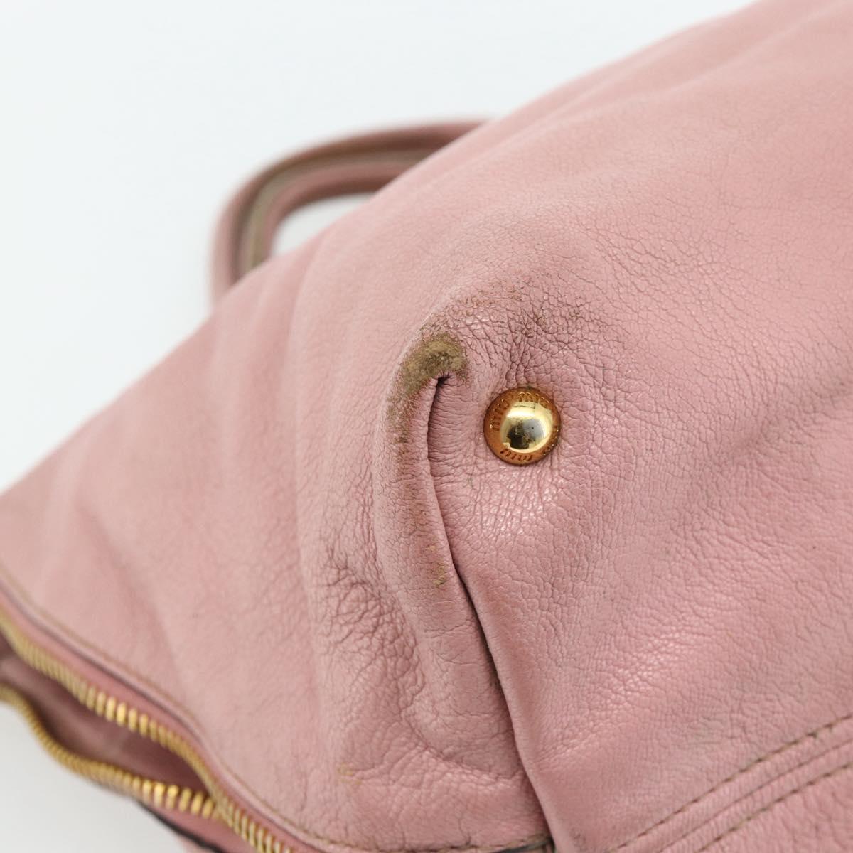 Miu Miu Hand Bag Leather Pink Gold Auth 180081