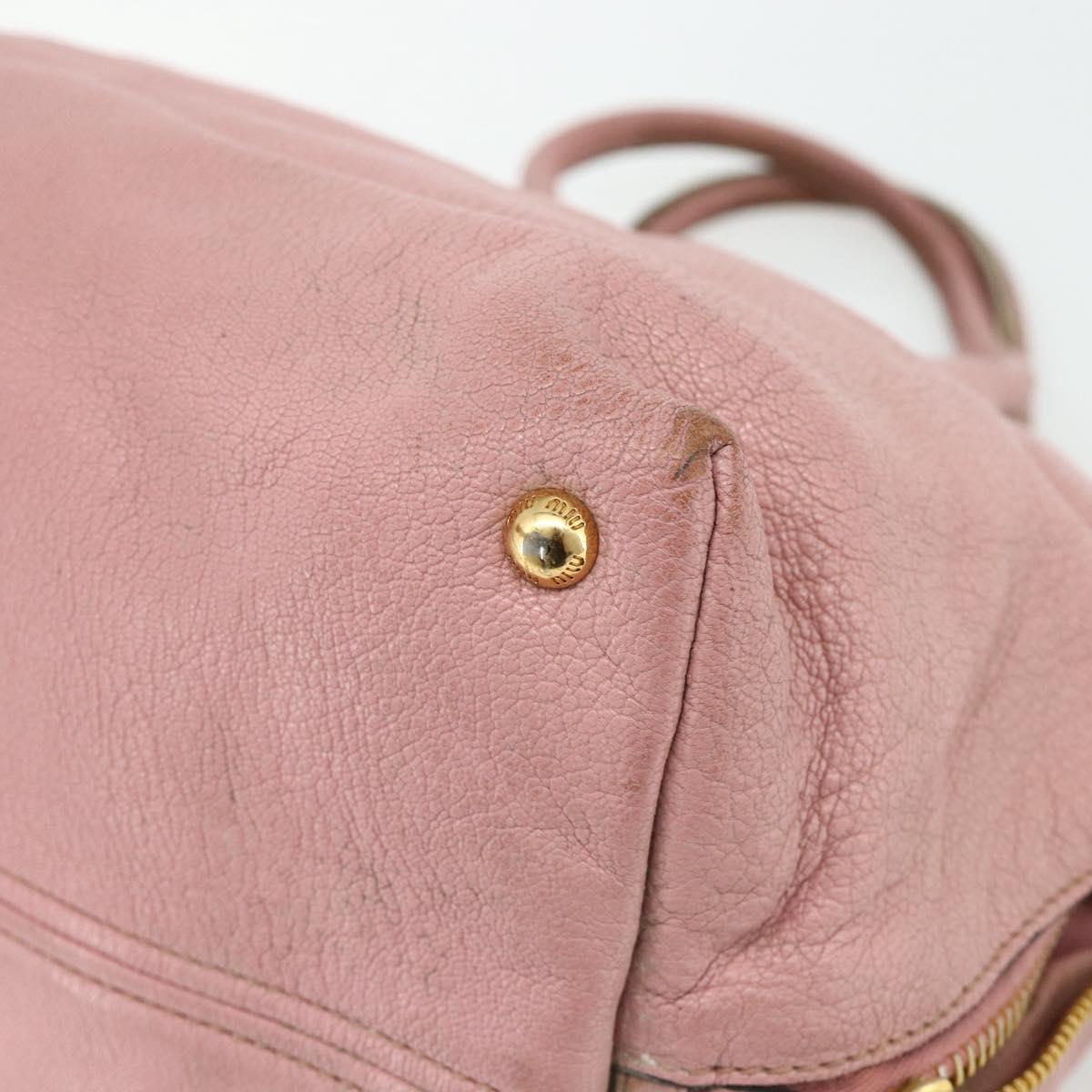 Miu Miu Hand Bag Leather Pink Gold Auth 180081