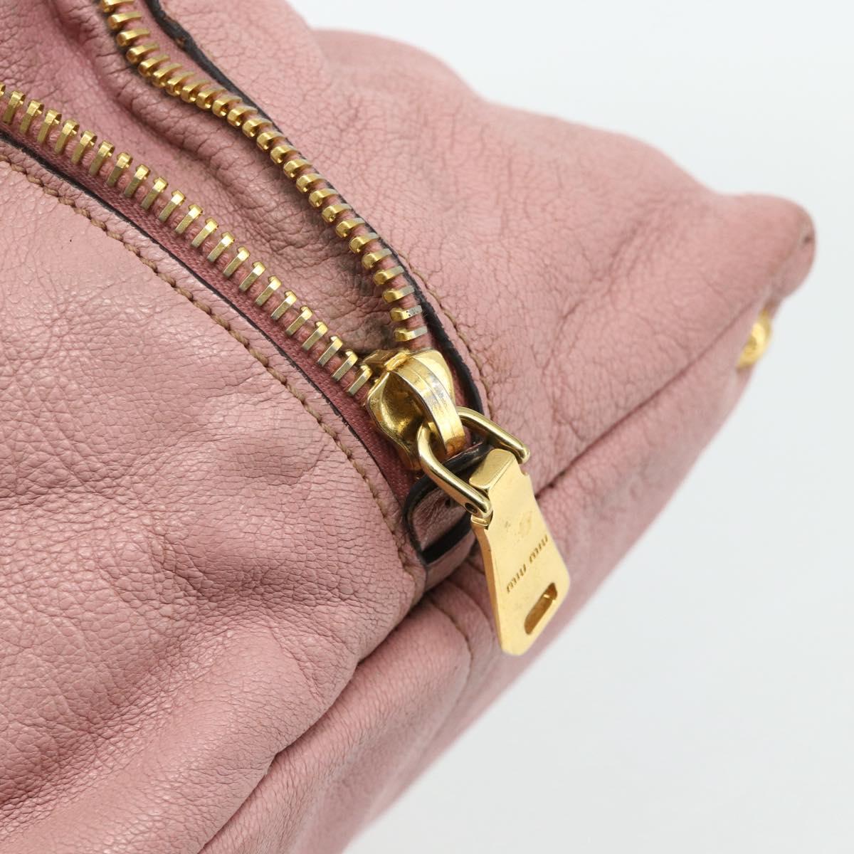 Miu Miu Hand Bag Leather Pink Gold Auth 180081