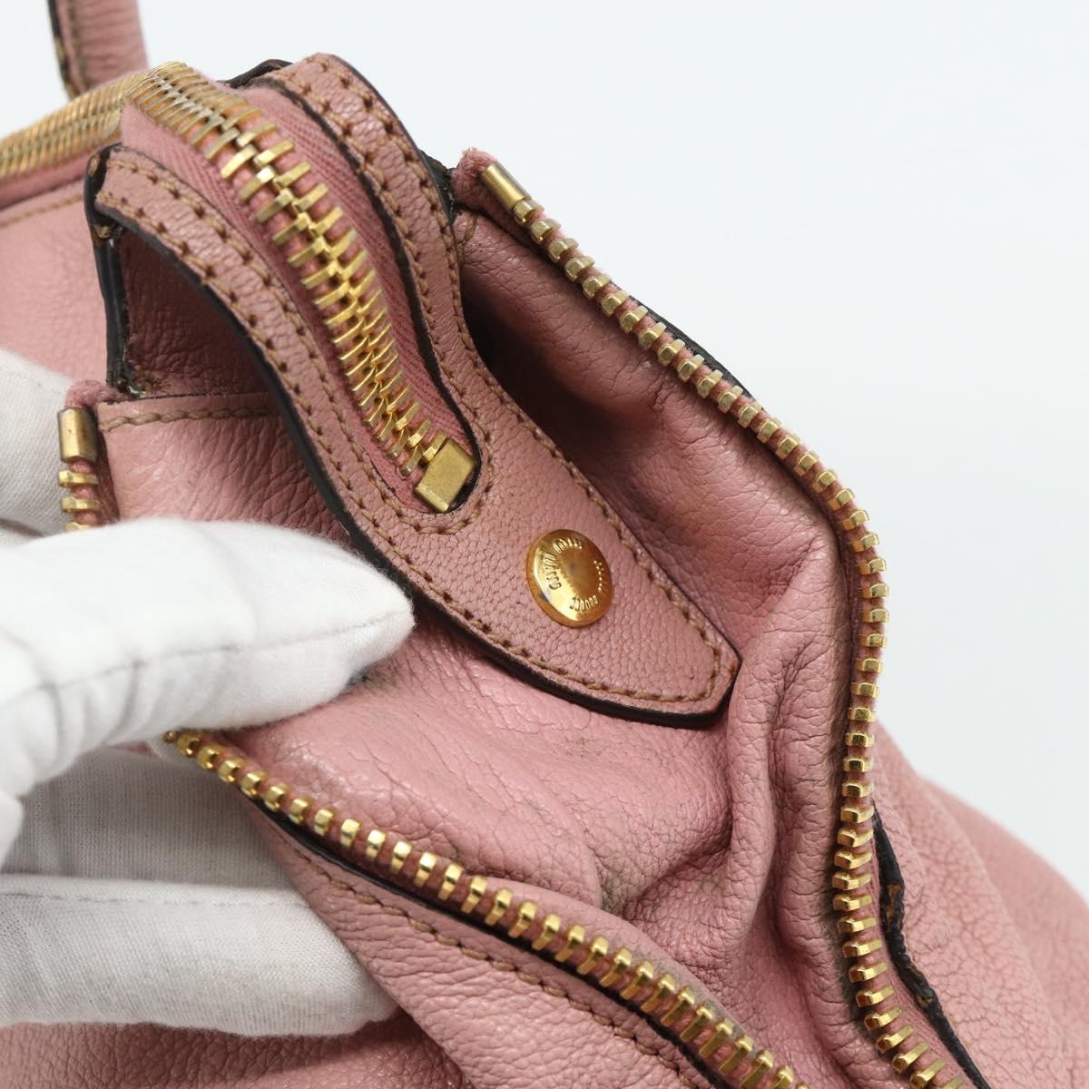 Miu Miu Hand Bag Leather Pink Gold Auth 180081