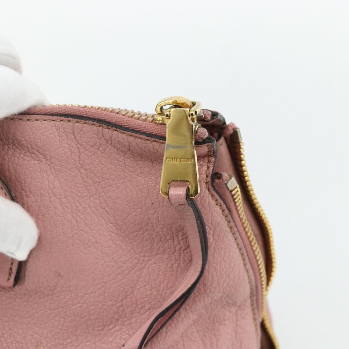 Miu Miu Hand Bag Leather Pink Gold Auth 180081