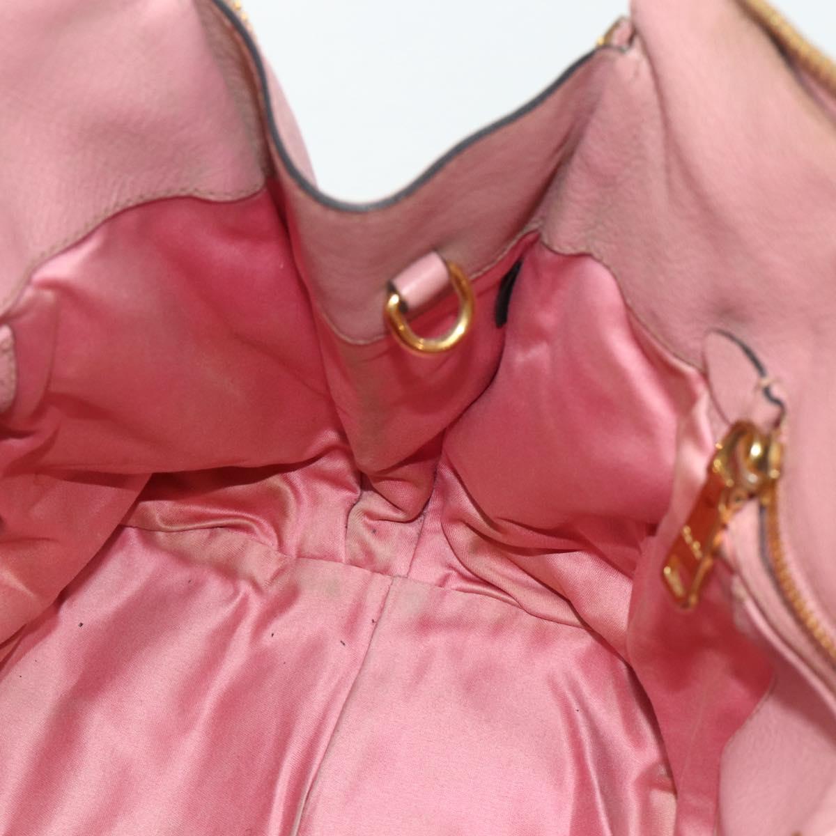 Miu Miu Hand Bag Leather Pink Gold Auth 180081