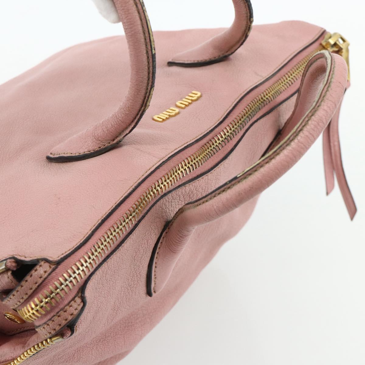 Miu Miu Hand Bag Leather Pink Gold Auth 180081