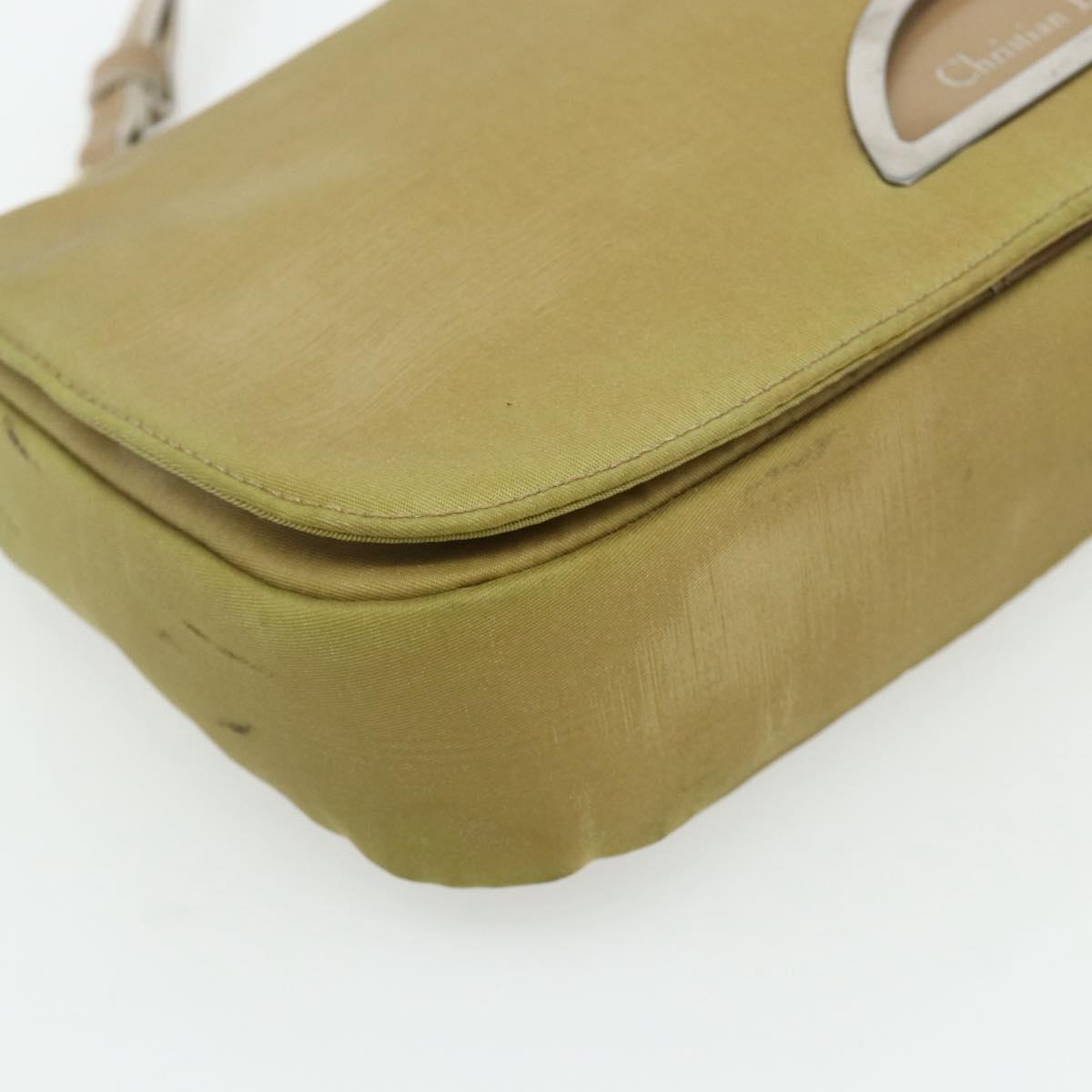 Christian Dior Maris Pearl Shoulder Bag Nylon Beige Silver Auth 180083