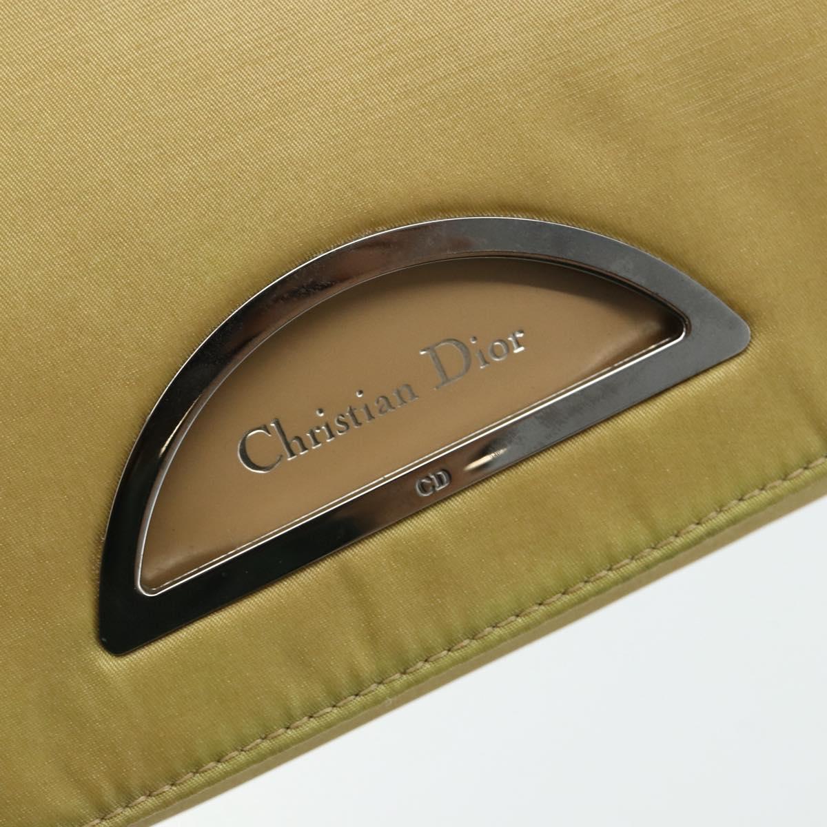Christian Dior Maris Pearl Shoulder Bag Nylon Beige Silver Auth 180083