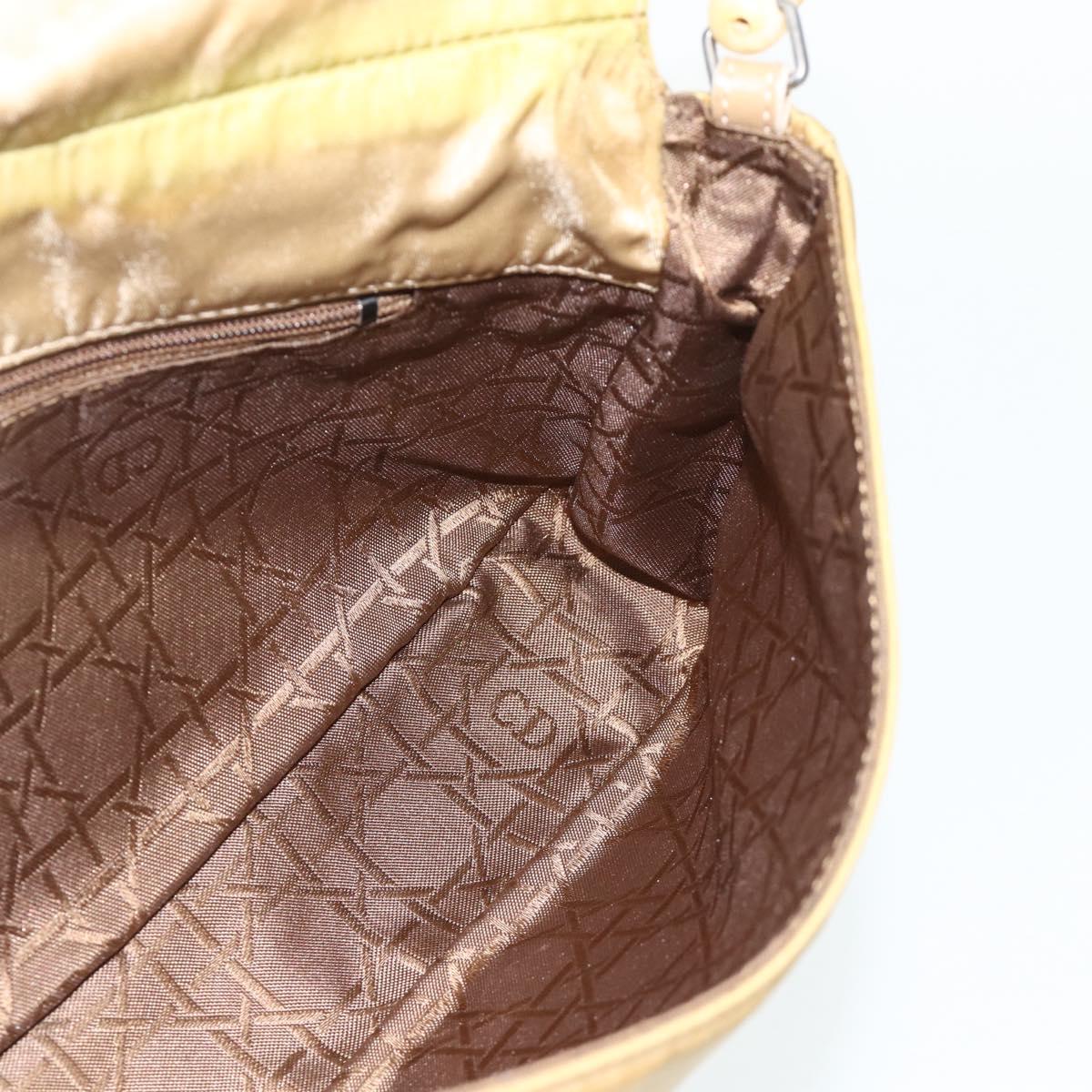 Christian Dior Maris Pearl Shoulder Bag Nylon Beige Silver Auth 180083