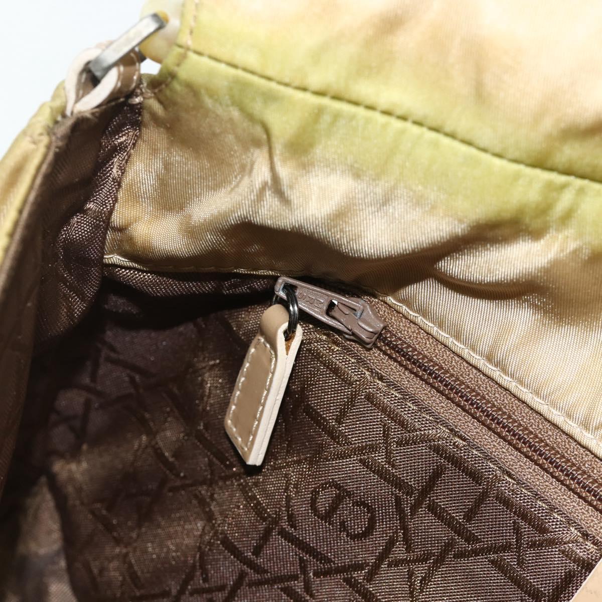 Christian Dior Maris Pearl Shoulder Bag Nylon Beige Silver Auth 180083