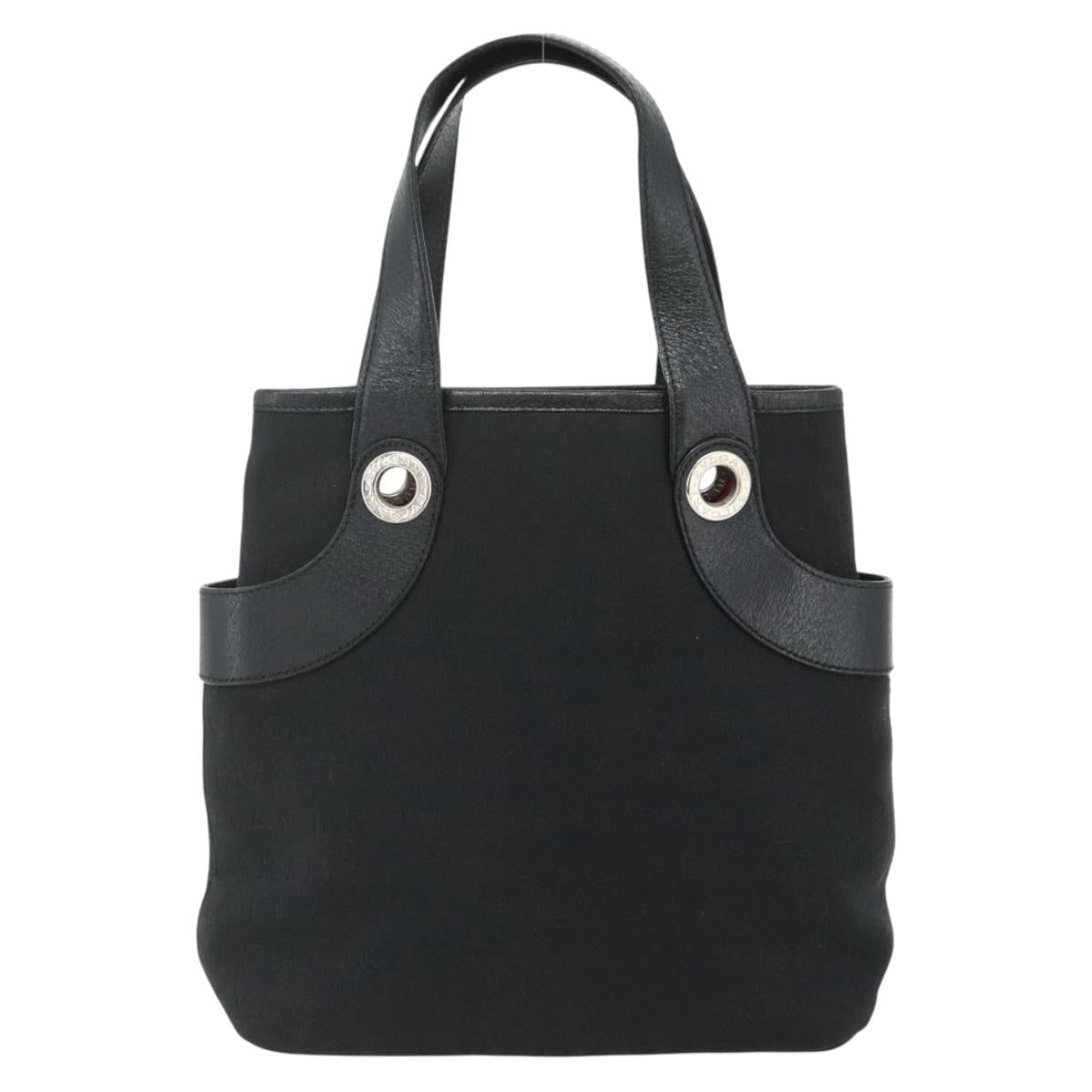 BVLGARI Logo Mania Hand Bag Canvas Black Silver Auth 180084