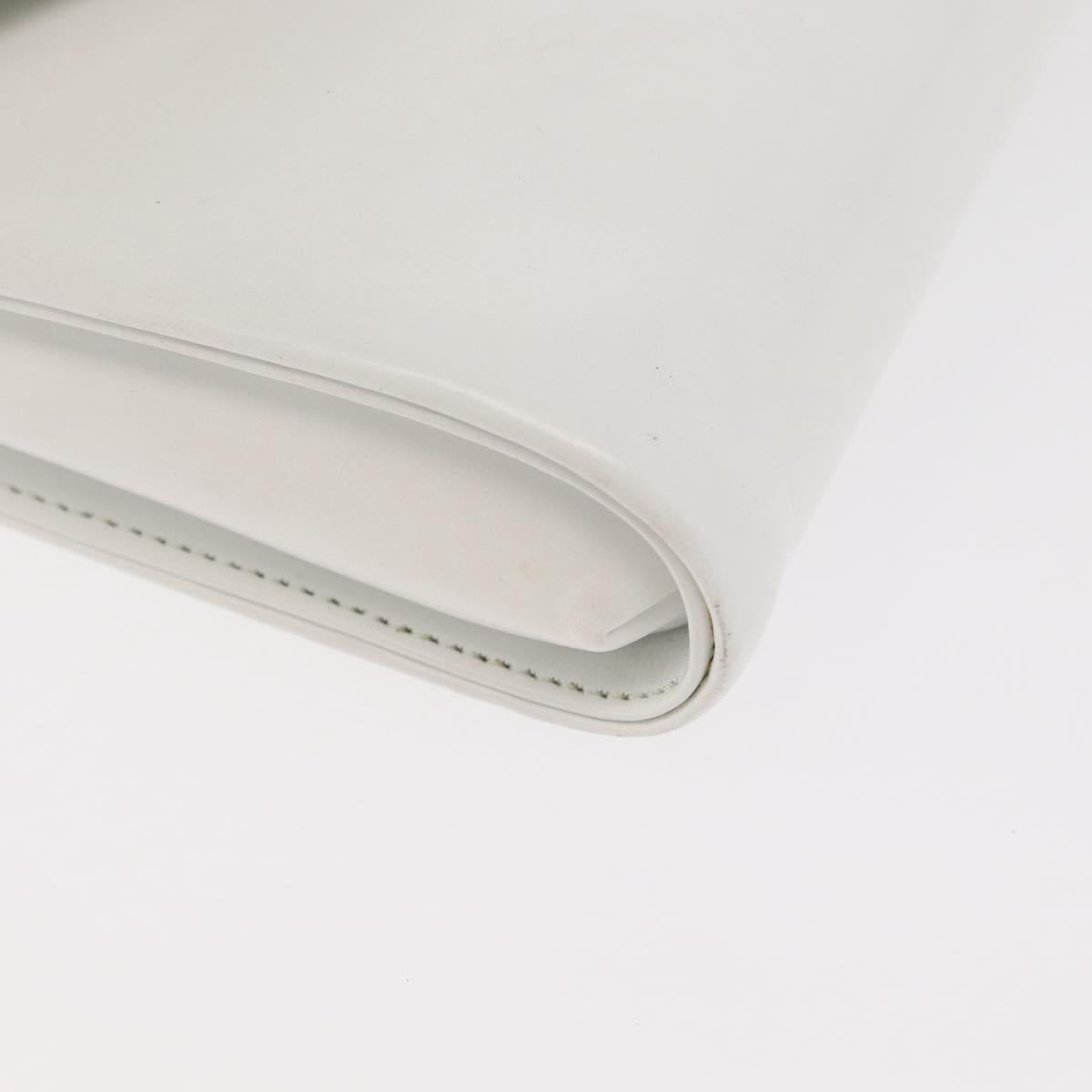 GIVENCHY Shoulder Bag Leather White Gold Auth 180085