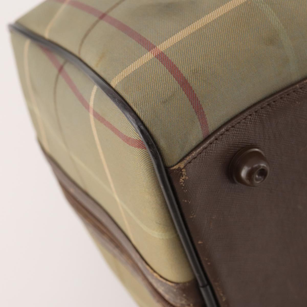 Burberrys Nova Check Boston Bag Canvas Beige Gold Auth 180086