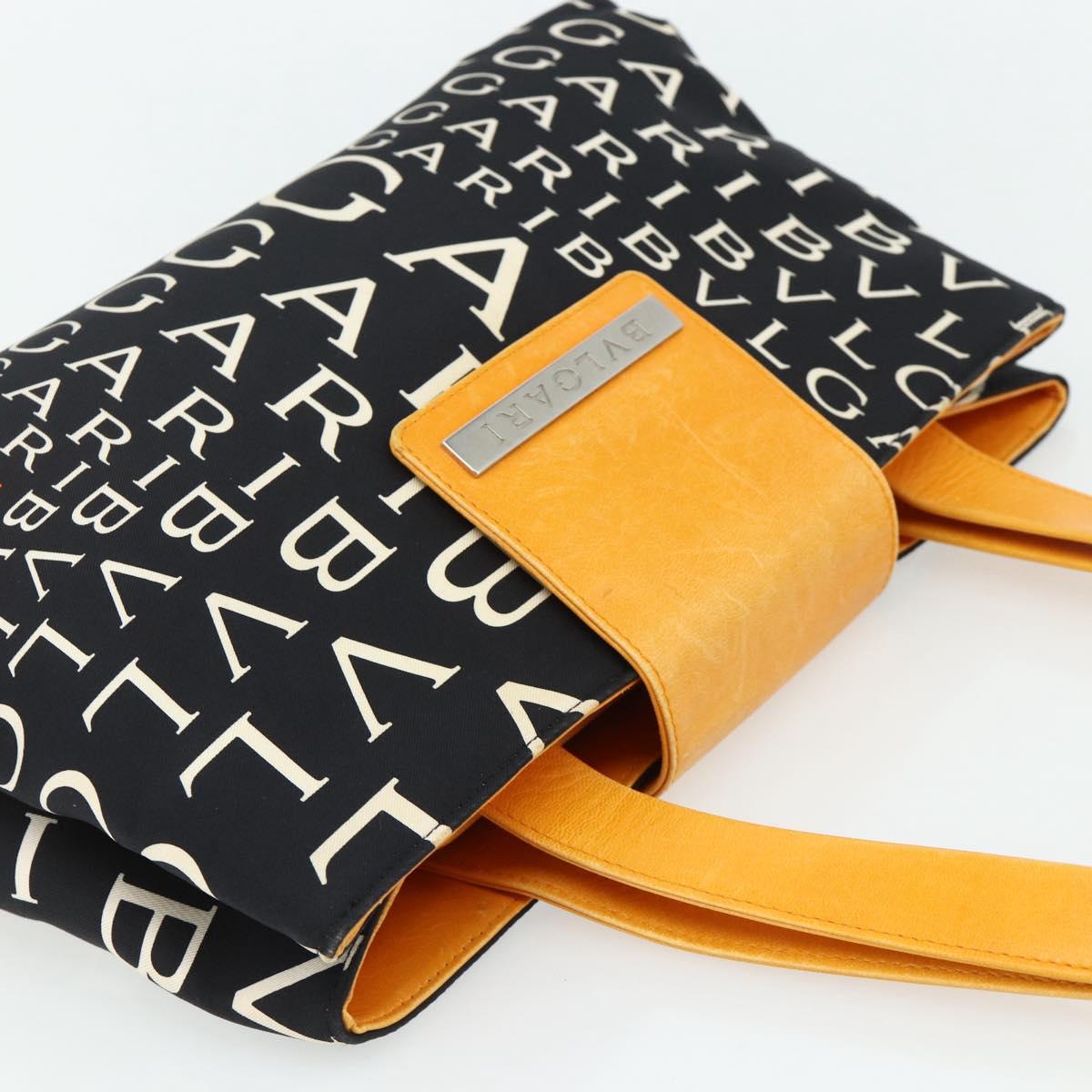 BVLGARI Logo Mania Hand Bag Canvas Black Silver Auth 180087