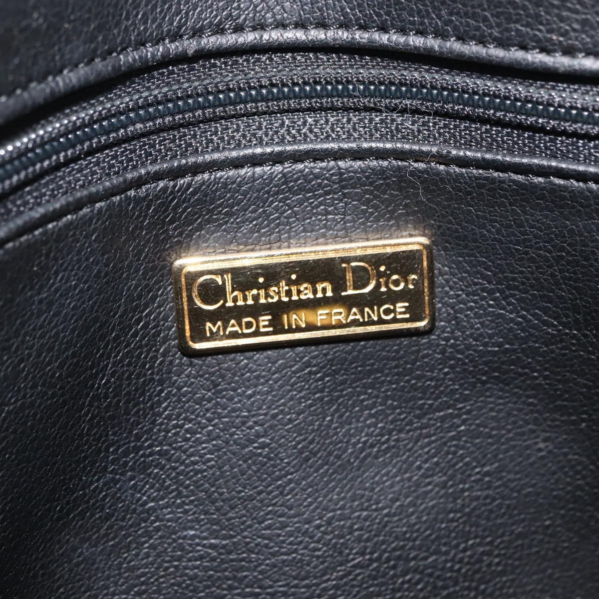 Christian Dior Hand Bag Leather 2way Black Gold Auth 180092