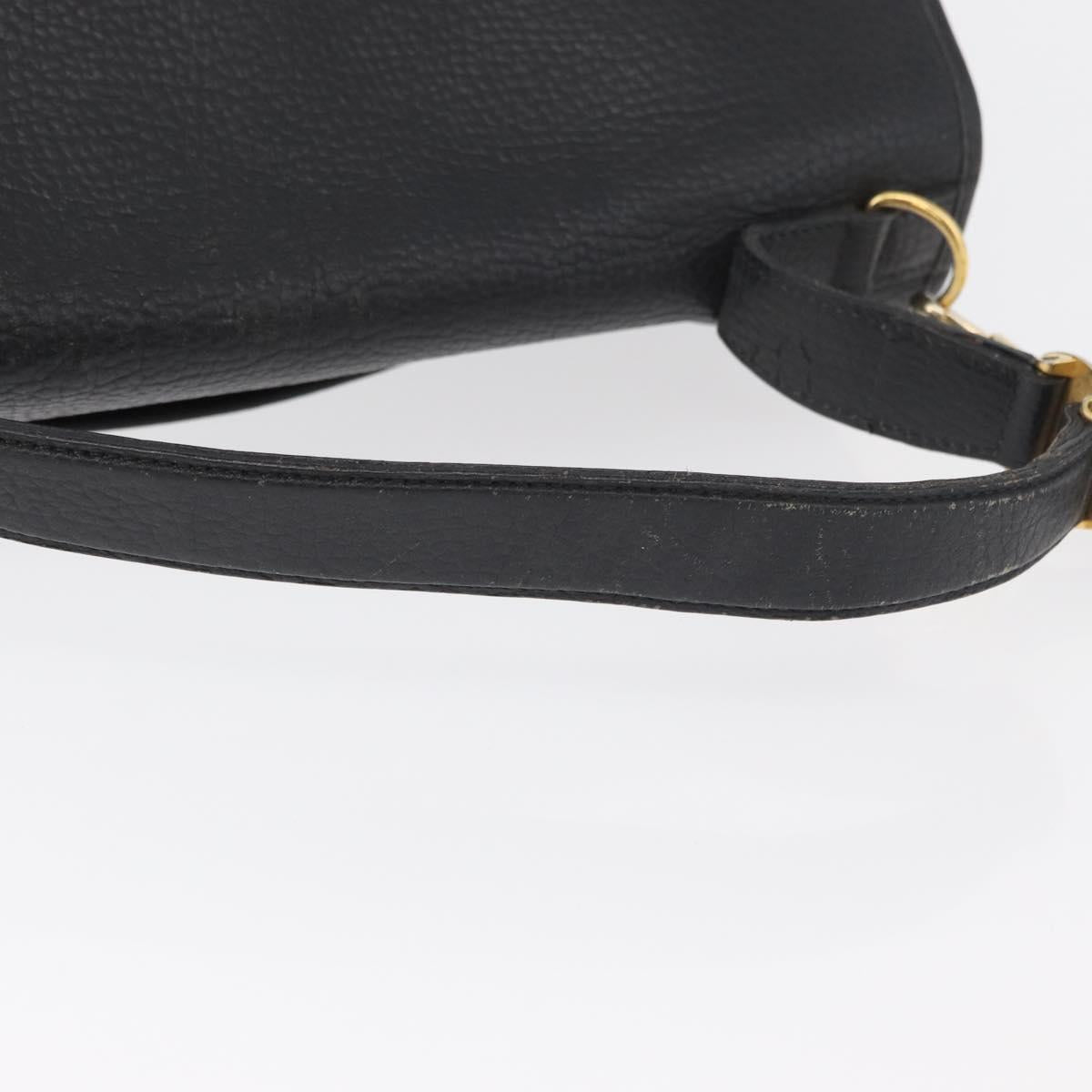 Christian Dior Hand Bag Leather 2way Black Gold Auth 180092