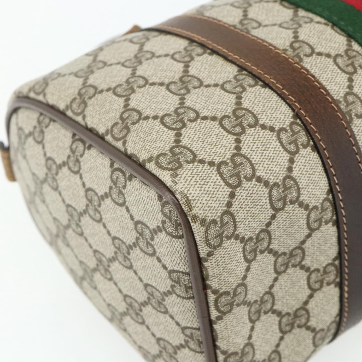 GUCCI GG Supreme Web Sherry Line Hand Bag PVC Beige Gold Red Auth 180100
