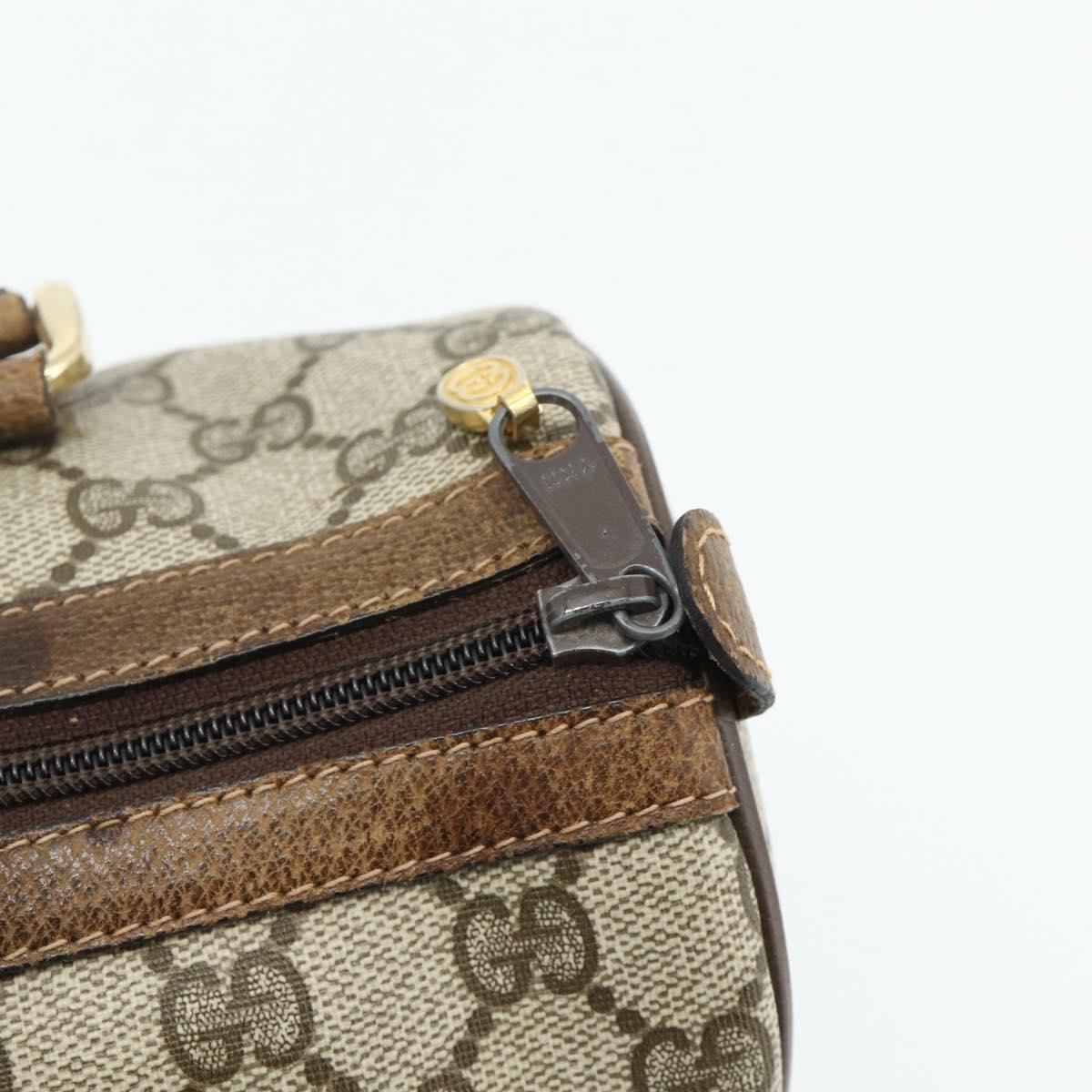 GUCCI GG Supreme Web Sherry Line Hand Bag PVC Beige Gold Red Auth 180100
