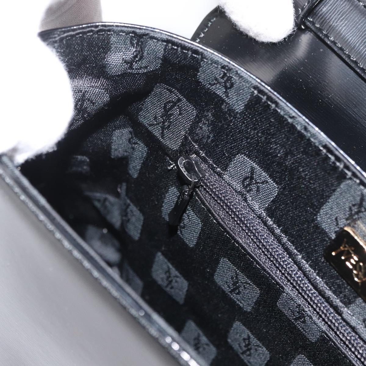 SAINT LAURENT Hand Bag Leather 2way Black Gold Auth 180103