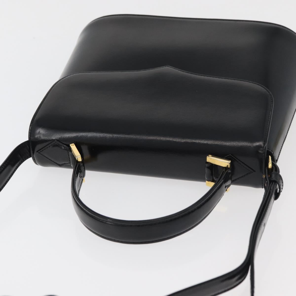 SAINT LAURENT Hand Bag Leather 2way Black Gold Auth 180103