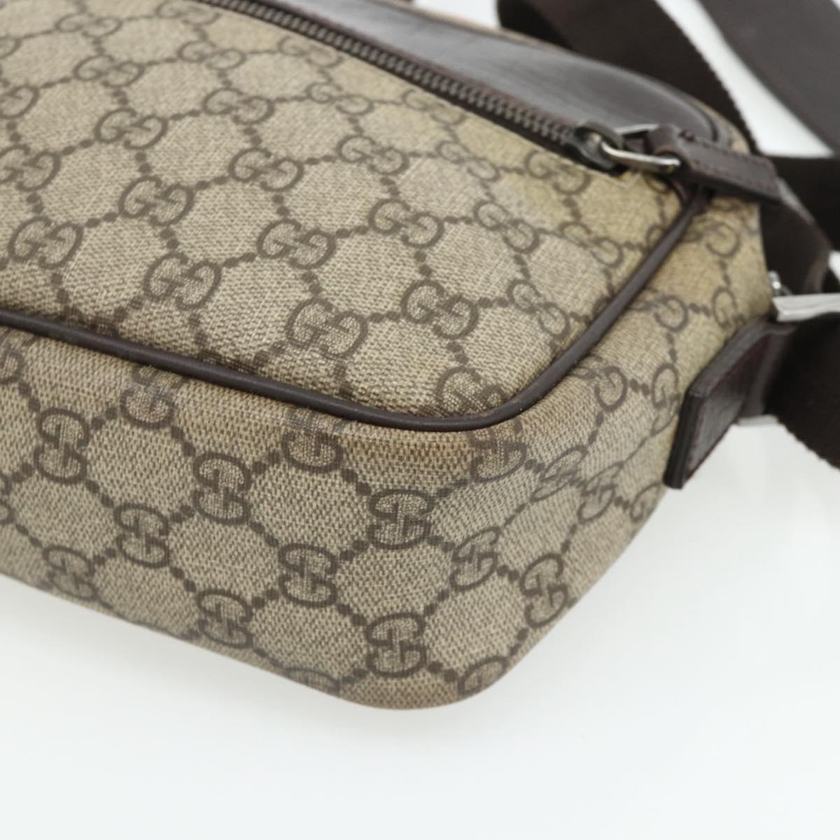 GUCCI GG Supreme Shoulder Bag PVC Beige Silver 114291 Auth 180111