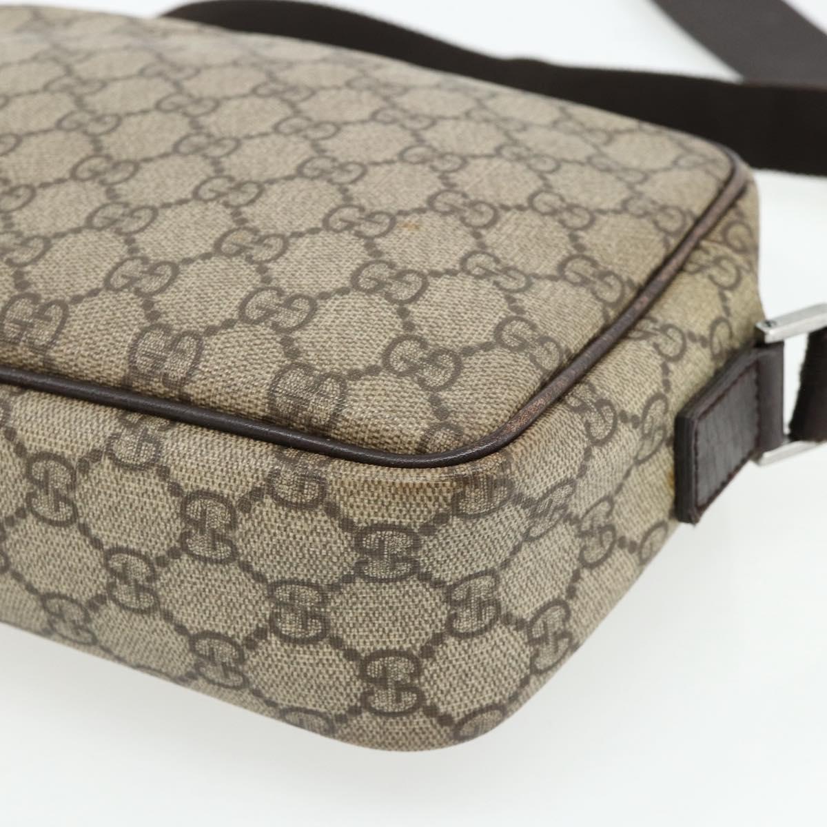 GUCCI GG Supreme Shoulder Bag PVC Beige Silver 114291 Auth 180111