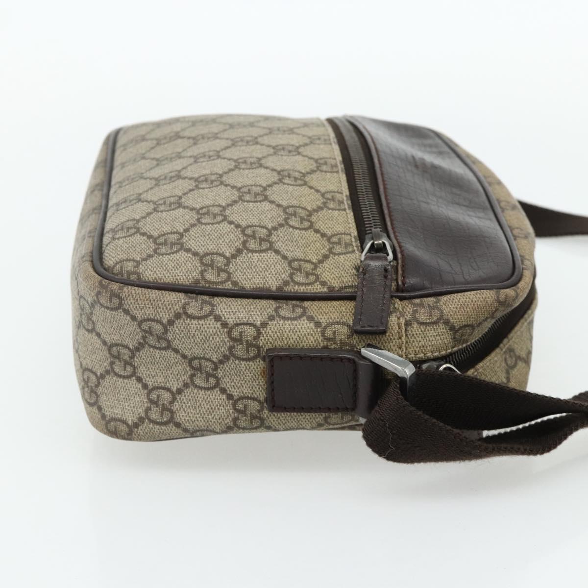 GUCCI GG Supreme Shoulder Bag PVC Beige Silver 114291 Auth 180111