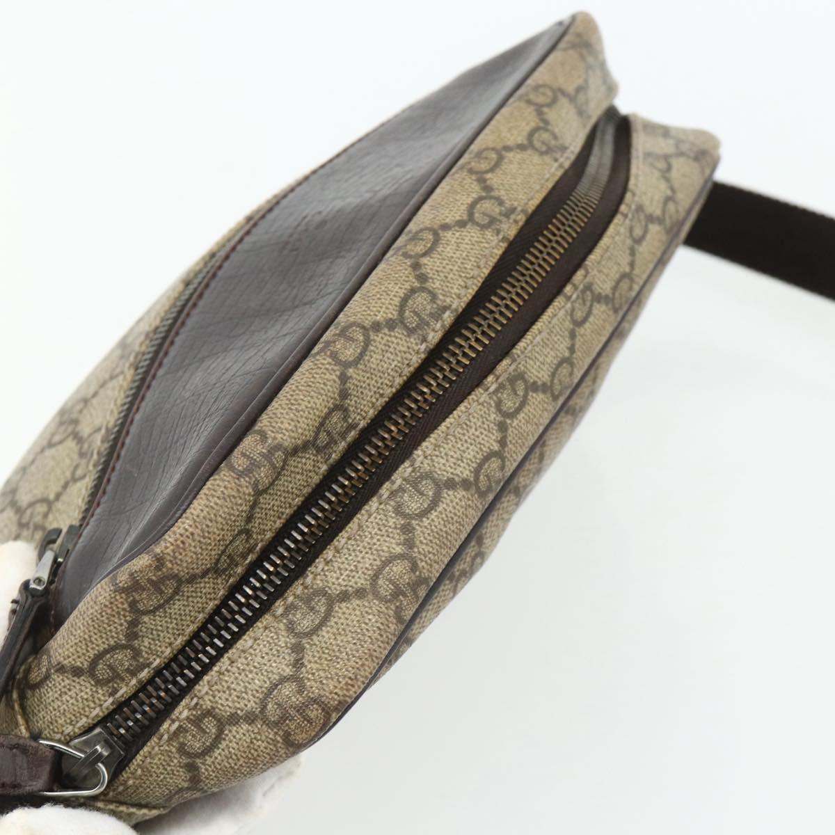 GUCCI GG Supreme Shoulder Bag PVC Beige Silver 114291 Auth 180111