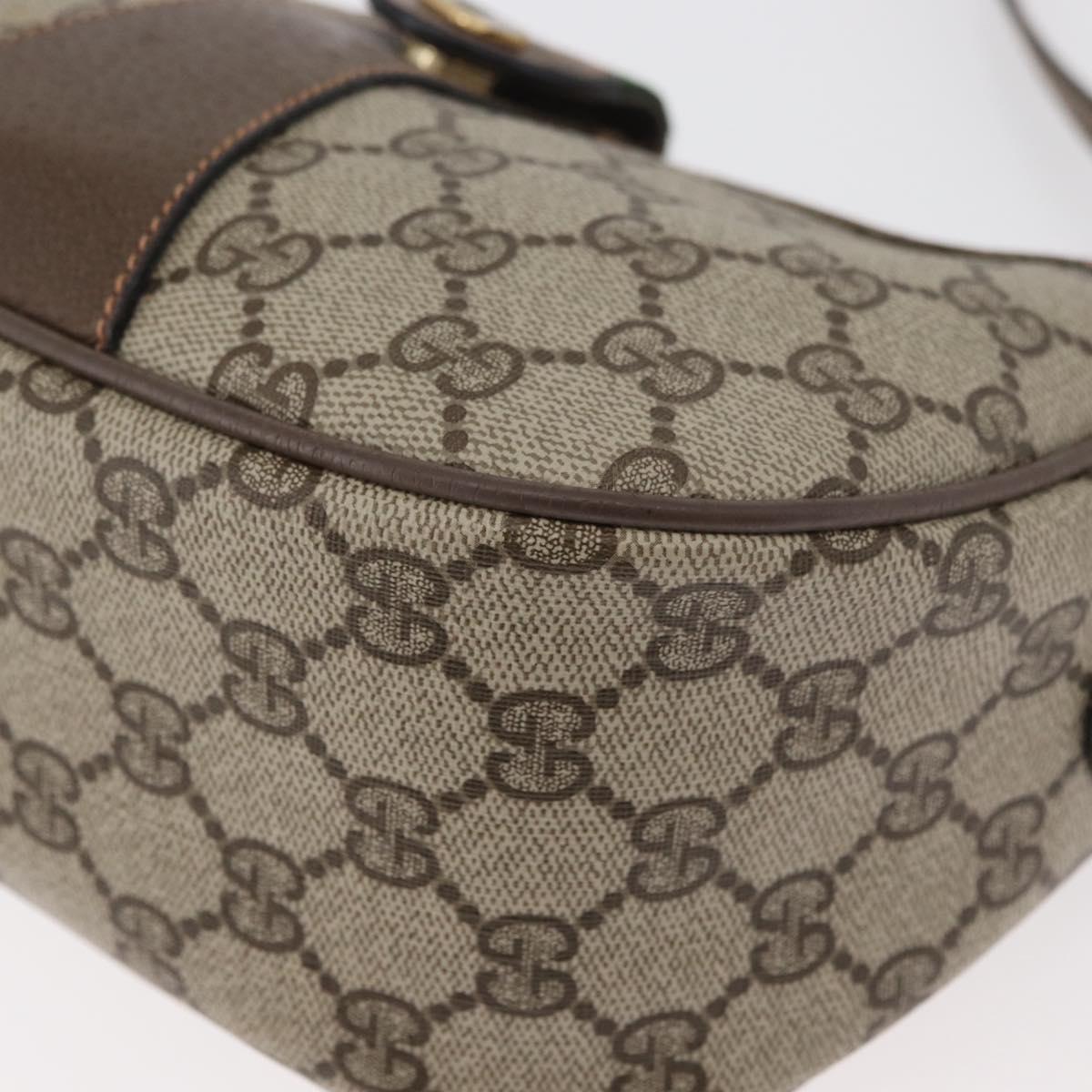 GUCCI GG Supreme Web Sherry Line Bag PVC Beige Gold 89 02 032 Auth 180114