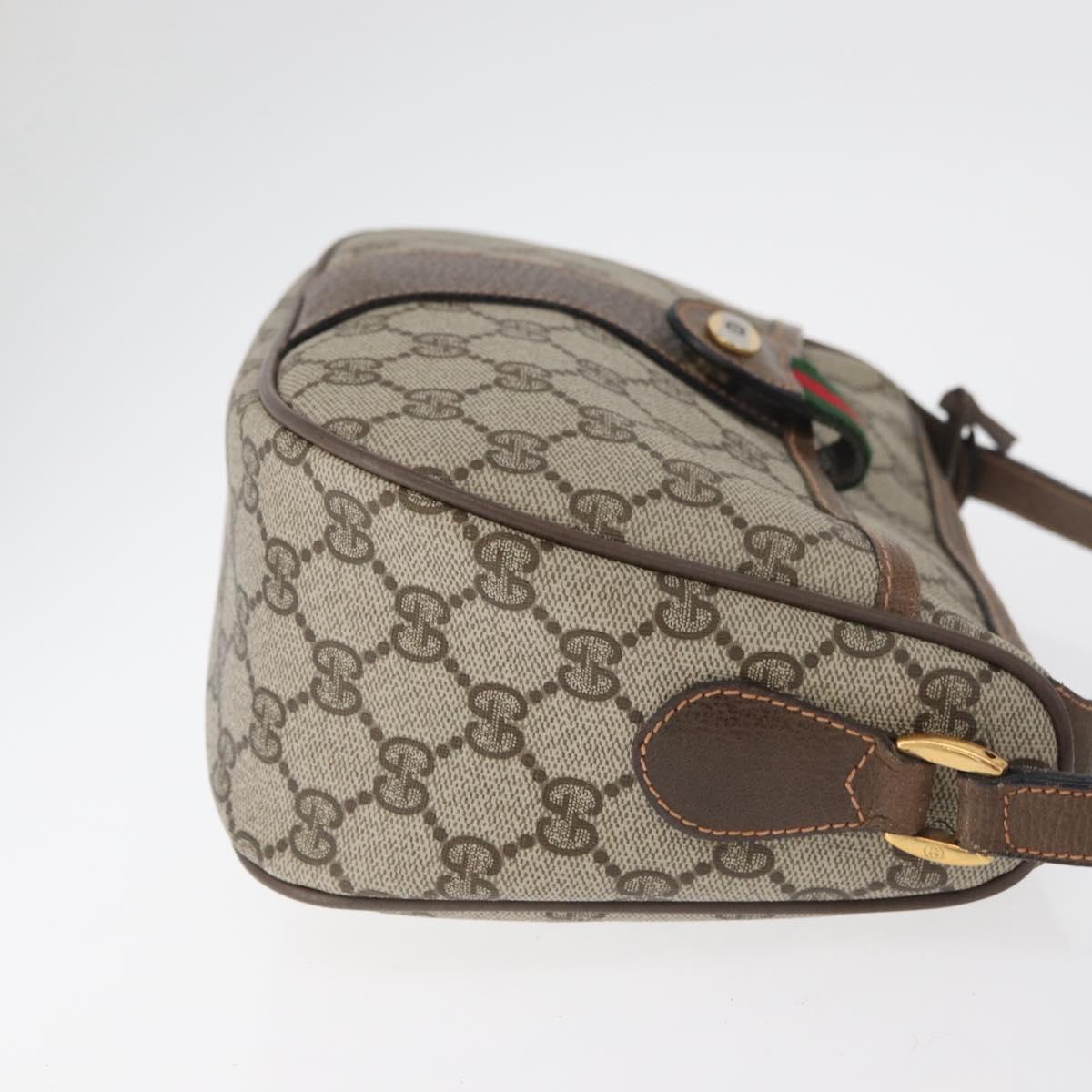 GUCCI GG Supreme Web Sherry Line Bag PVC Beige Gold 89 02 032 Auth 180114