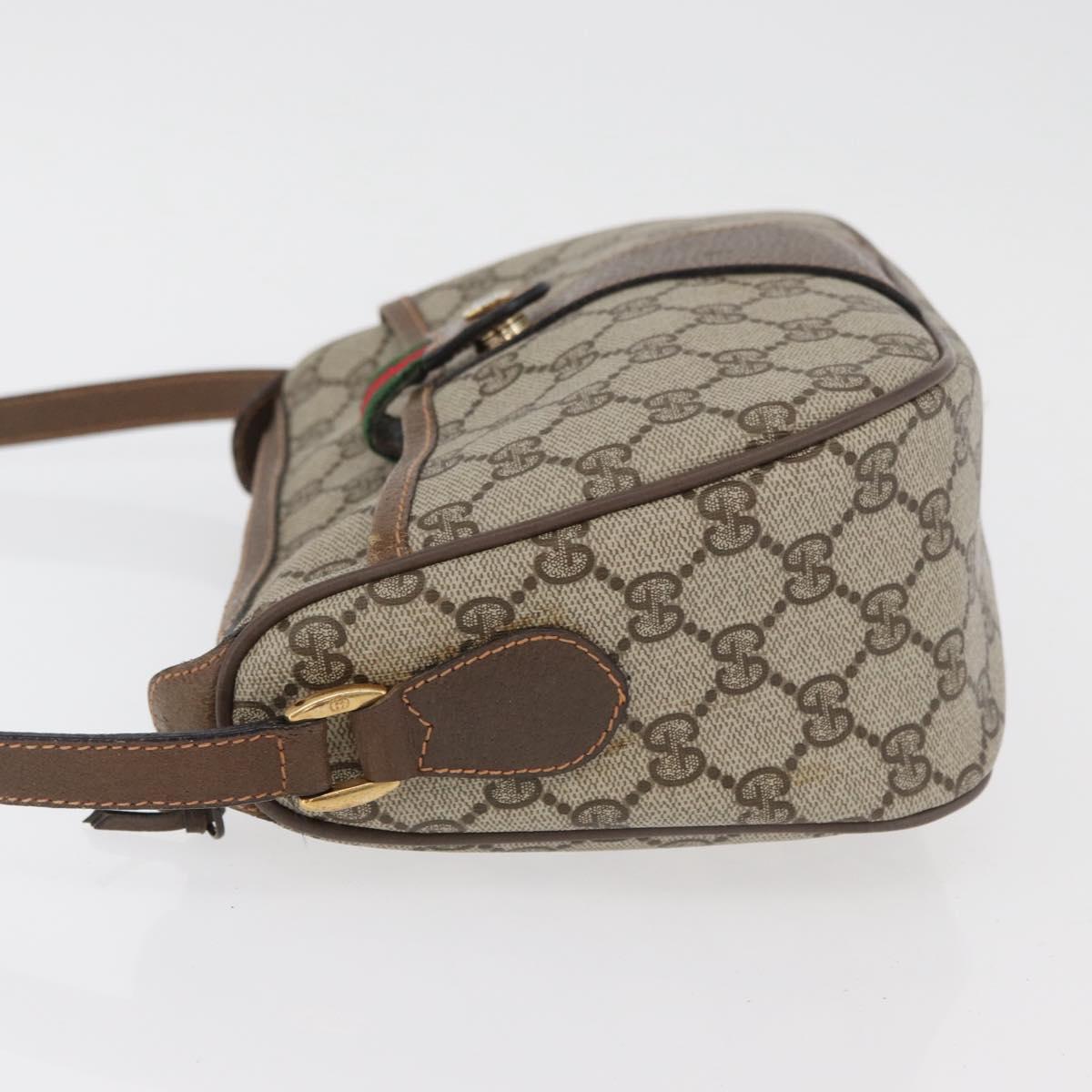 GUCCI GG Supreme Web Sherry Line Bag PVC Beige Gold 89 02 032 Auth 180114