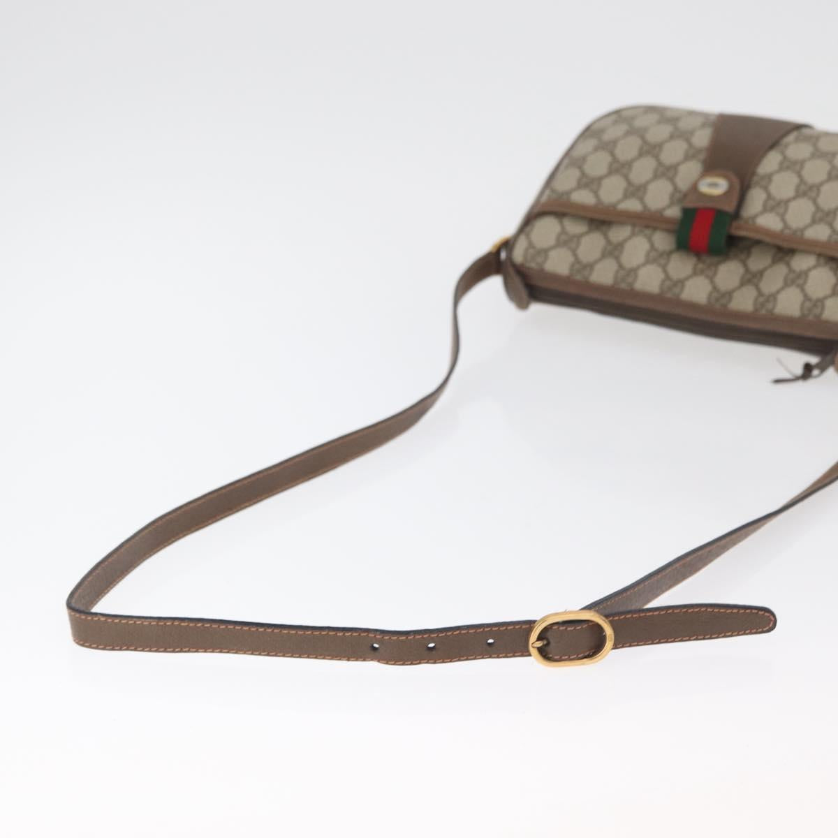GUCCI GG Supreme Web Sherry Line Bag PVC Beige Gold 89 02 032 Auth 180114
