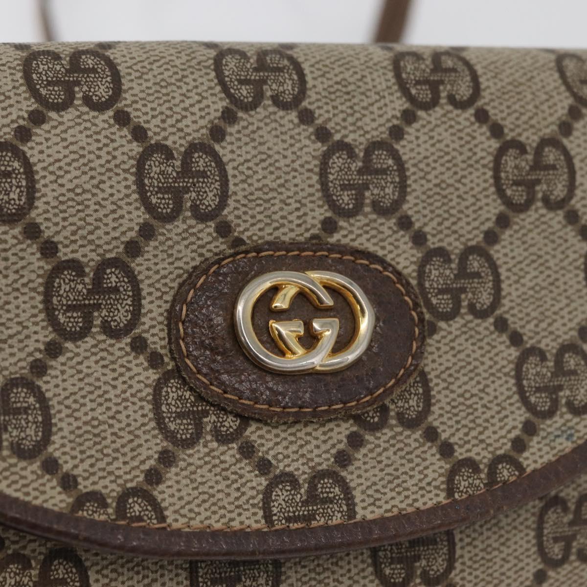 GUCCI GG Supreme Shoulder Bag PVC Beige Gold Auth 180115