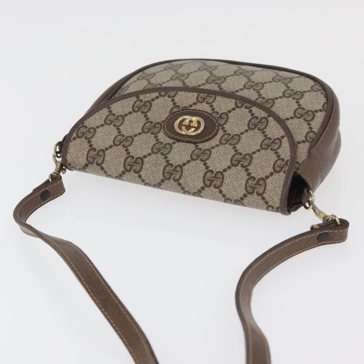 GUCCI GG Supreme Shoulder Bag PVC Beige Gold Auth 180115