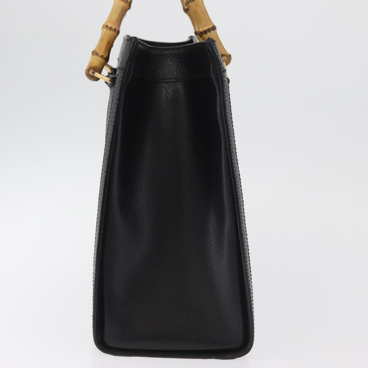 GUCCI Bamboo Tote Bag Leather Black Gold 002 0260 Auth 180119