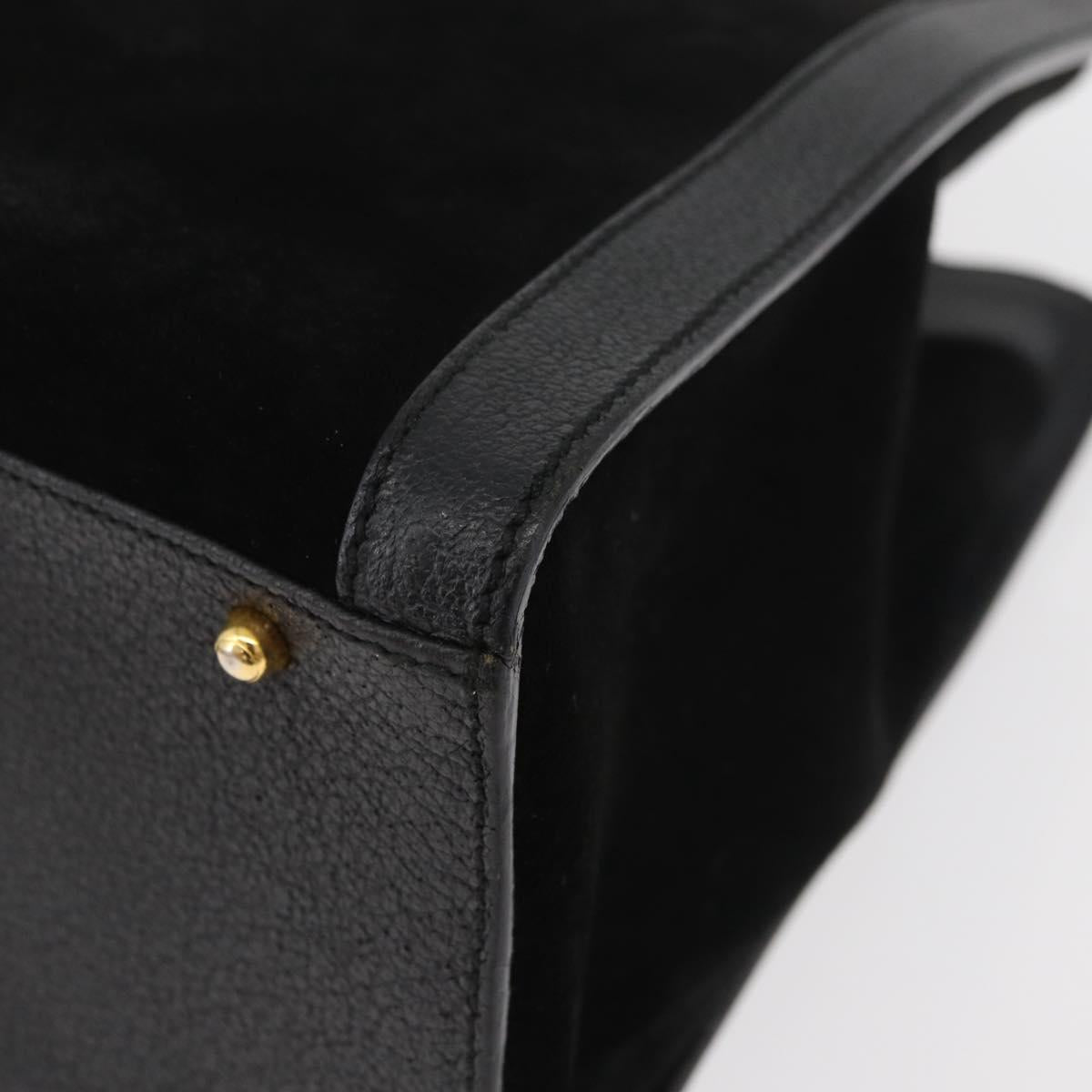 GUCCI Bamboo Tote Bag Suede Black Gold 002 1186 0260 Auth 180120