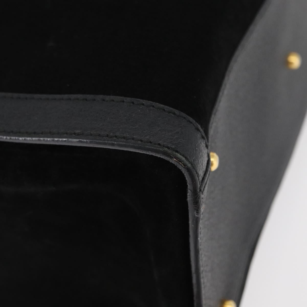 GUCCI Bamboo Tote Bag Suede Black Gold 002 1186 0260 Auth 180120