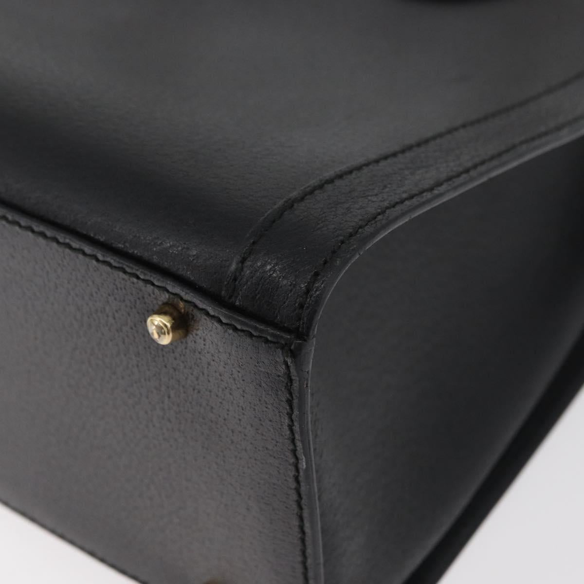 GUCCI Bamboo Tote Bag Leather Black Gold 002 2123 0260 Auth 180121