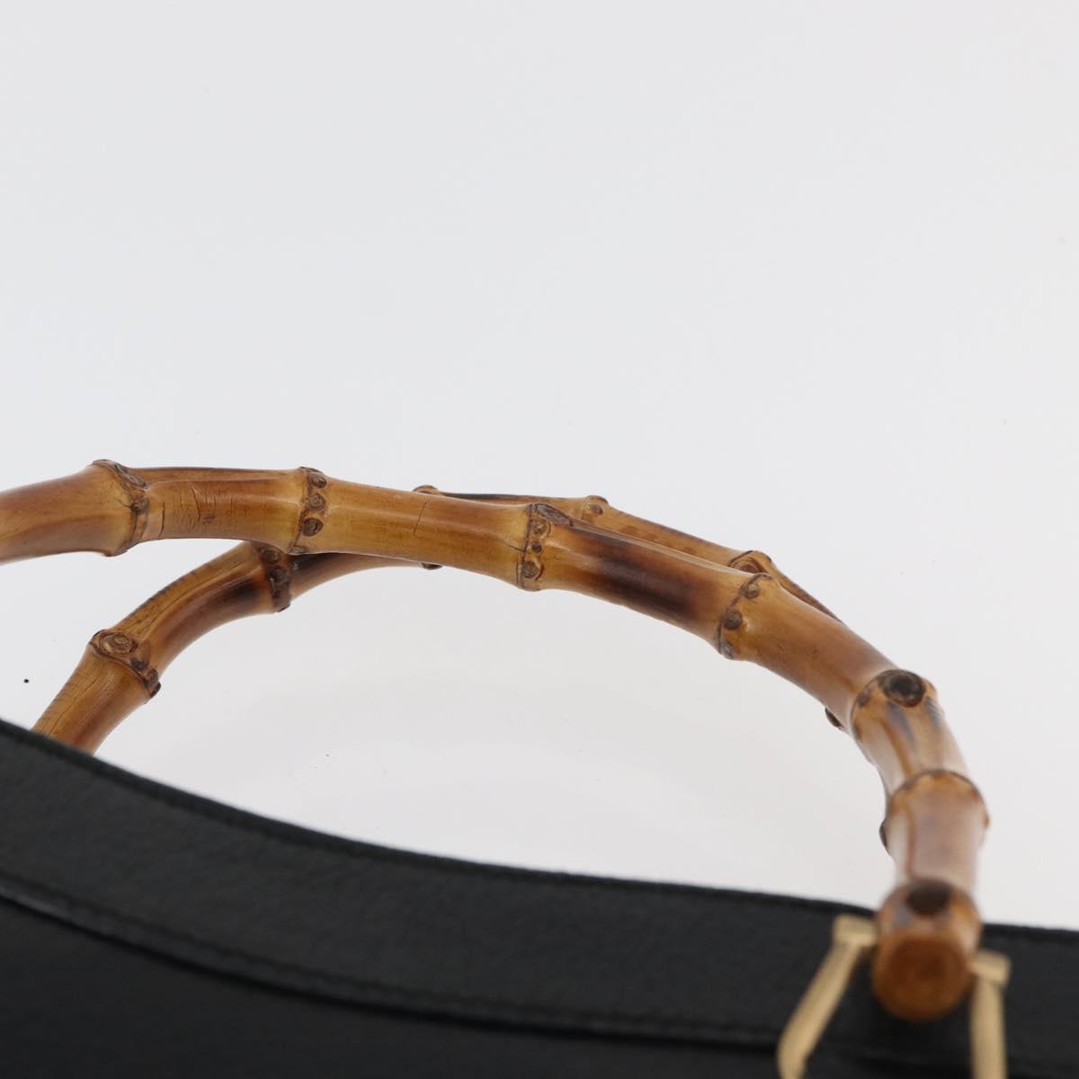 GUCCI Bamboo Tote Bag Leather Black Gold 002 2123 0260 Auth 180121