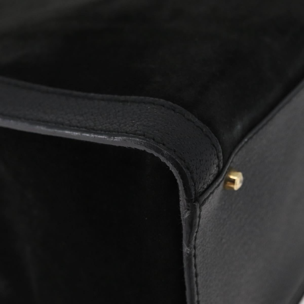 GUCCI Bamboo Tote Bag Suede Black Gold 002 1186 0260 Auth 180122