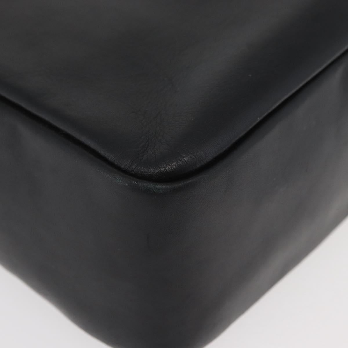 GUCCI Bamboo Hand Bag Leather Black Gold Auth 180124