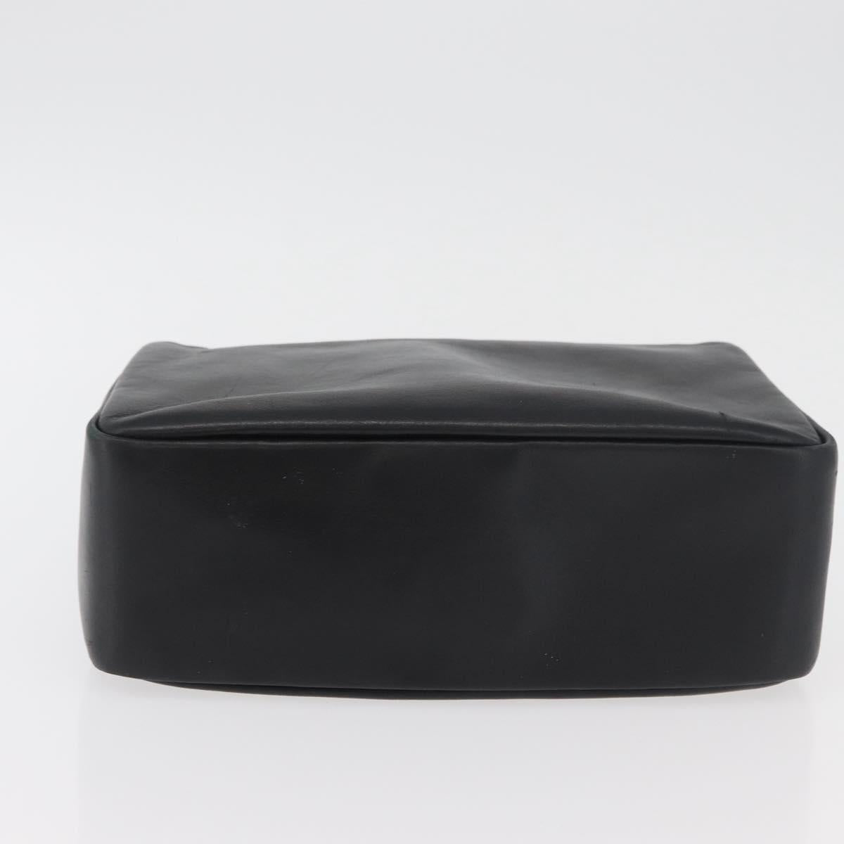 GUCCI Bamboo Hand Bag Leather Black Gold Auth 180124
