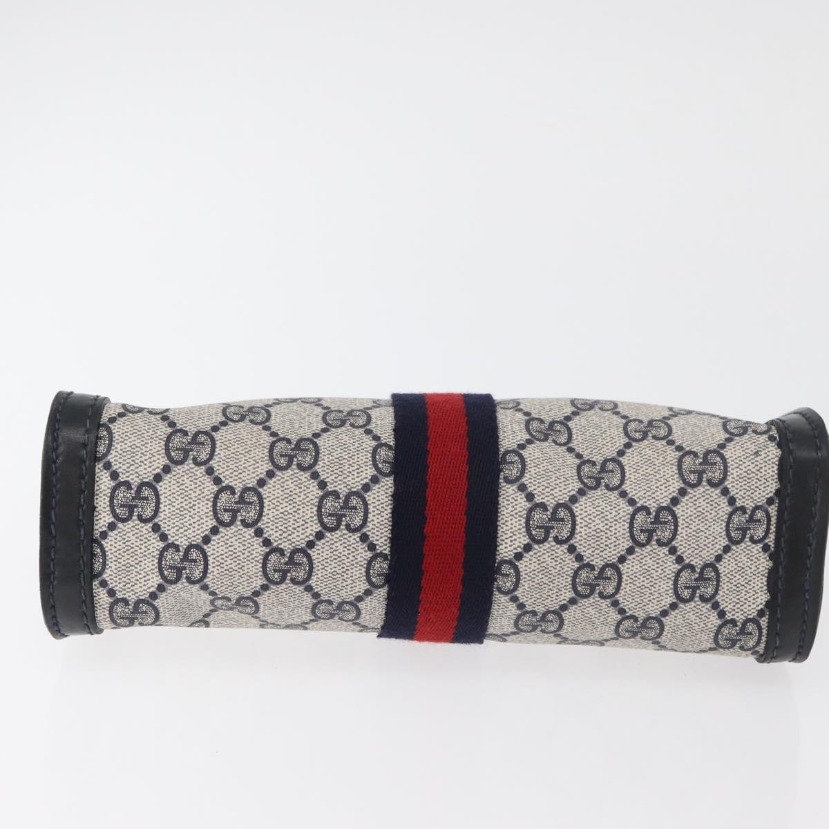 GUCCI GG Supreme Sherry Line Clutch Bag PVC Navy Red Auth 180126A