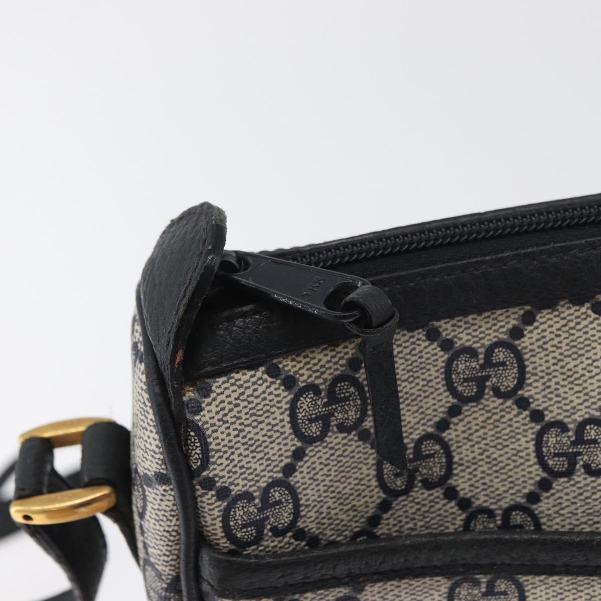 GUCCI GG Supreme Sherry Line Shoulder Bag PVC Navy Gold 89 02 032 Auth 180128