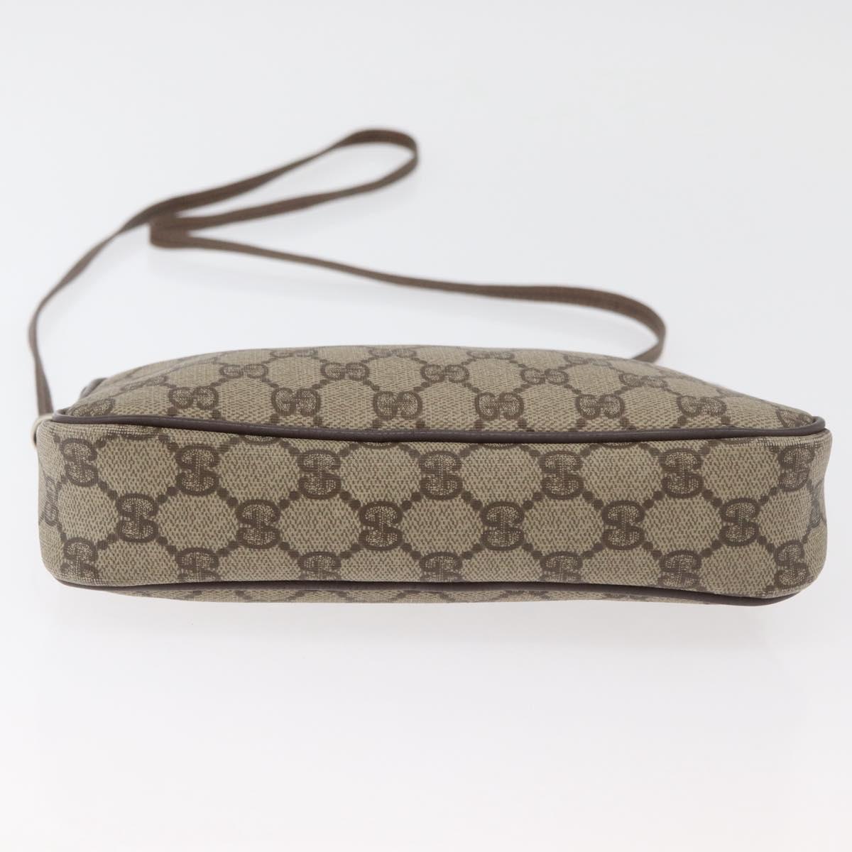 GUCCI GG Supreme Shoulder Bag PVC Beige Gold Auth 180129