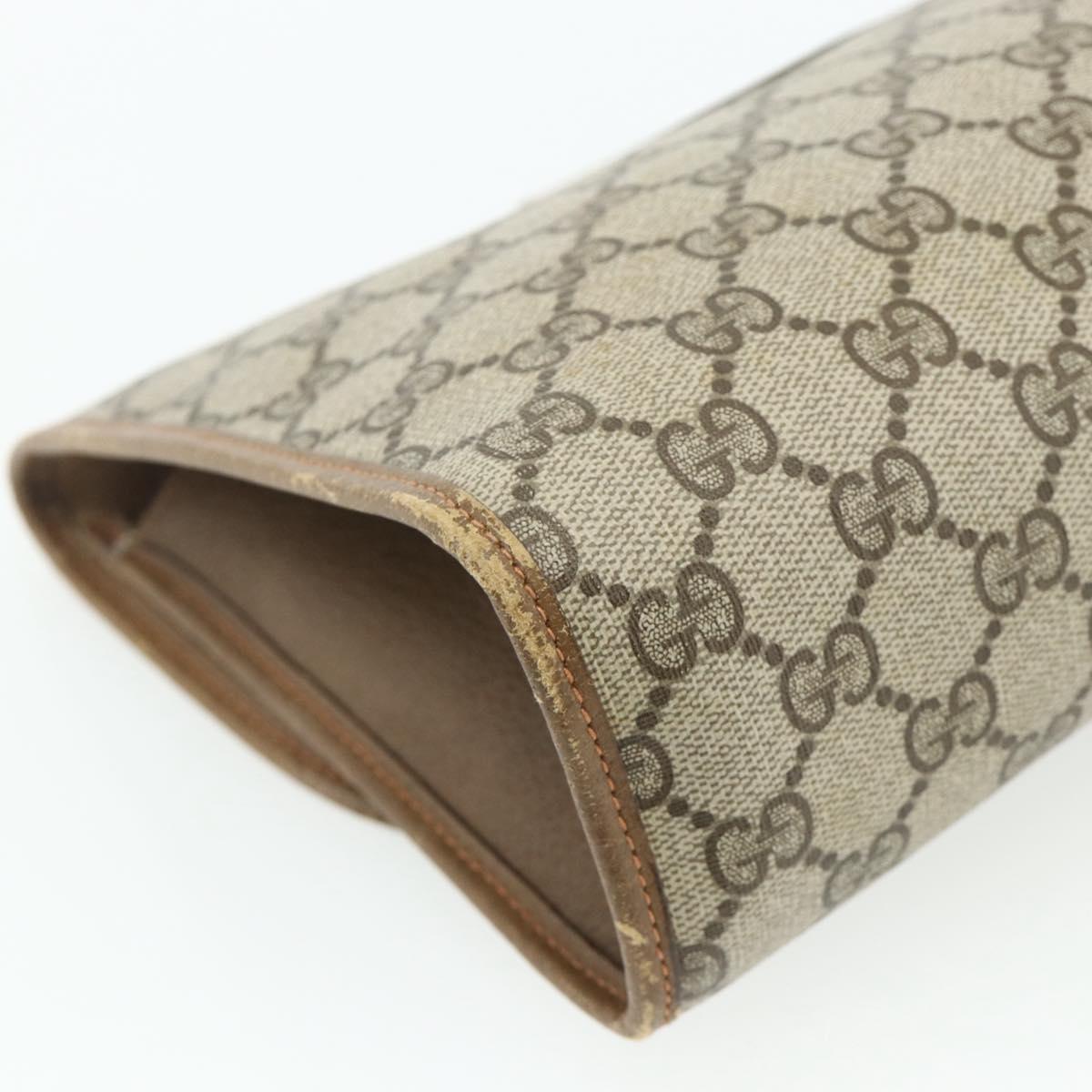 GUCCI GG Supreme Web Sherry Line Clutch Bag PVC Beige Gold 89 01 031 Auth 180130